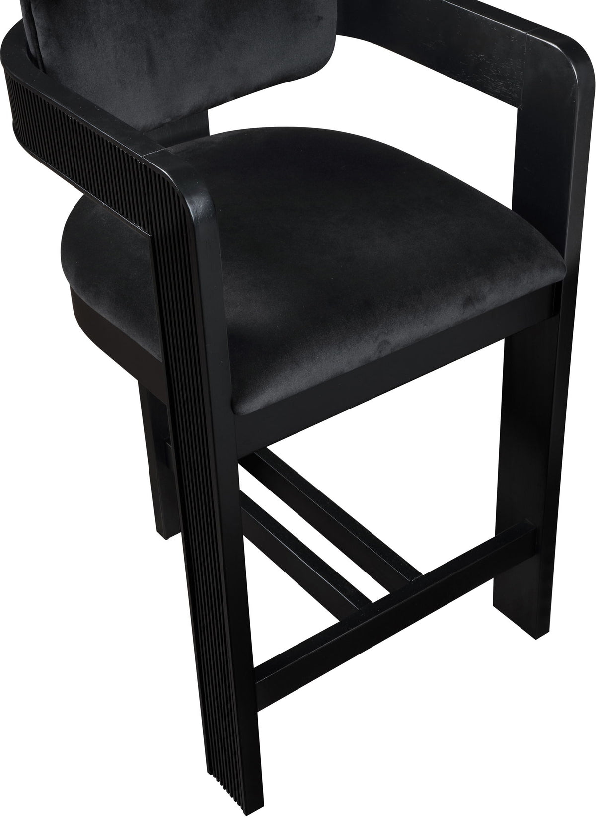 Sacha - Velvet Stool With Black Base