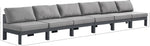 Nizuc - Outdoor Patio 6 Seat Armless Modular Sofa With Gray Frame