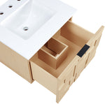 Leonardo - Engineered Stone And Solid Wood 24" Wall Mounted Bathroom Vanity