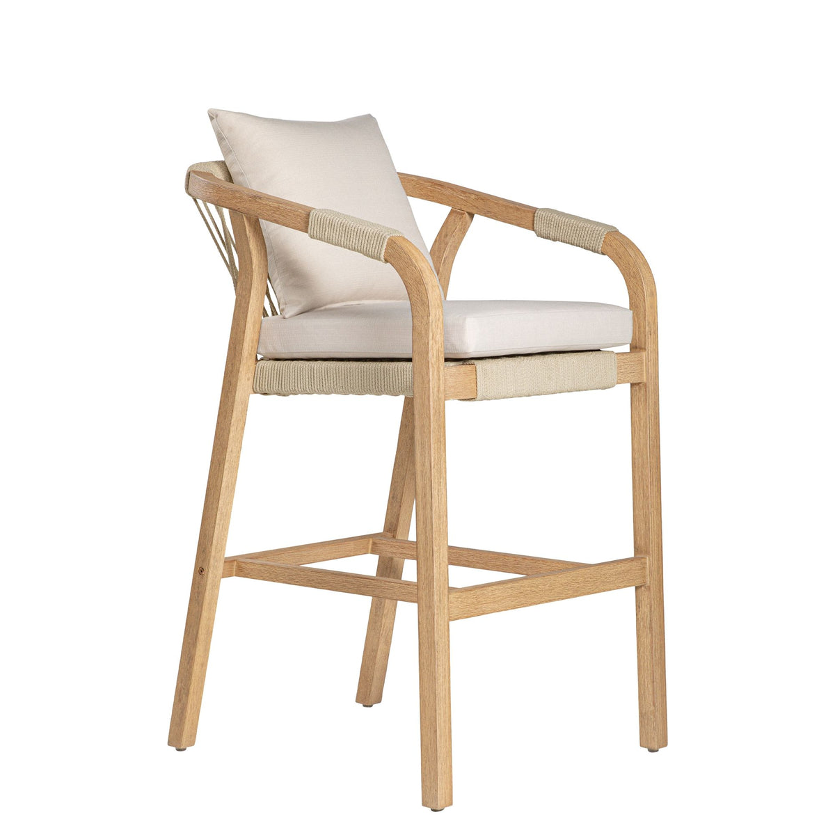 Delfina - 5-Piece Outdoor Bar Dining Set - Natural Eucalyptus