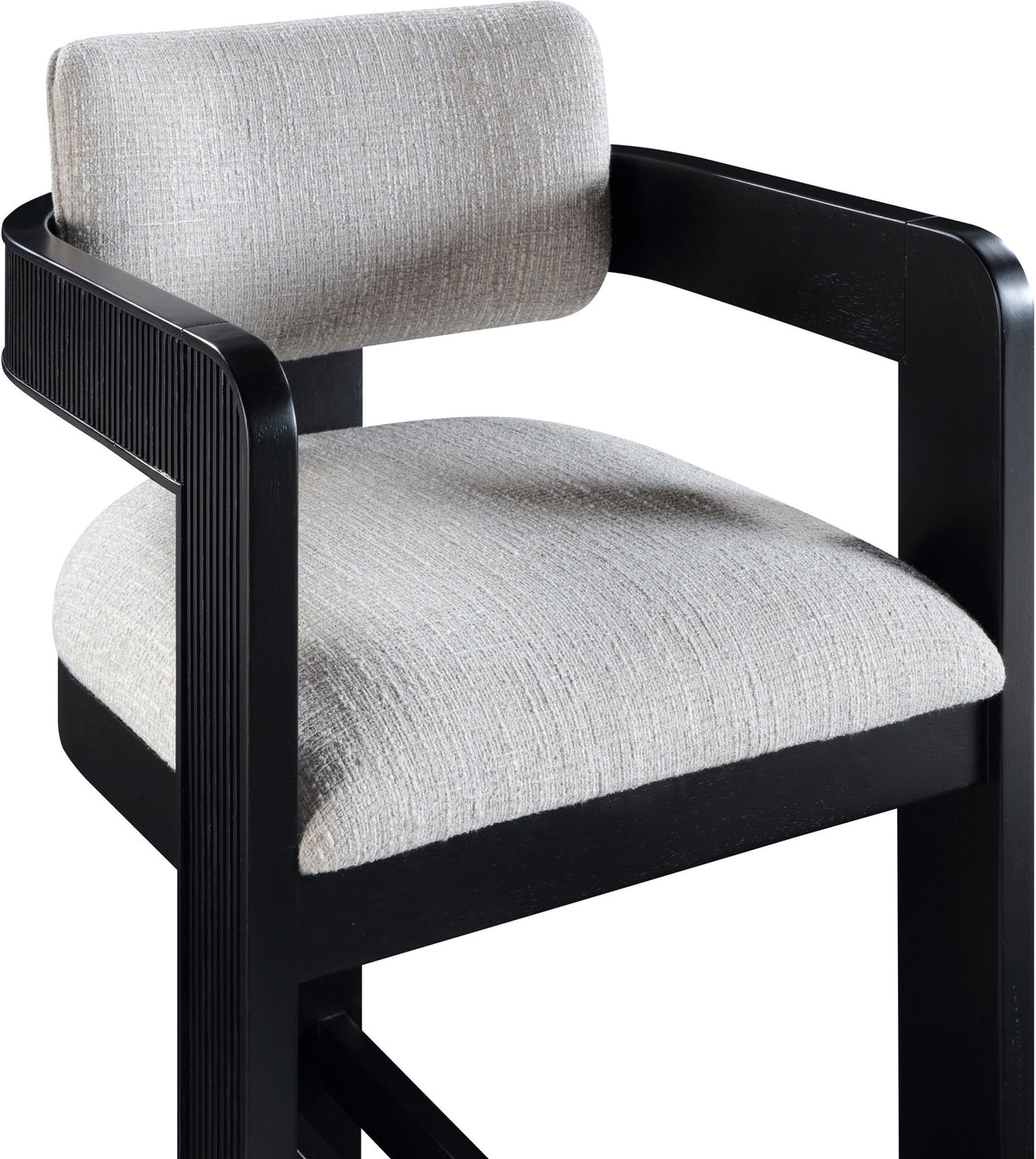 Sacha - Linen Stool With Black Base