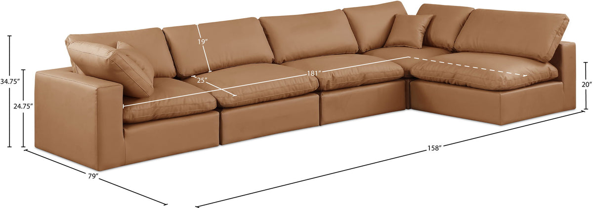 Comfy - 5 Piece Faux Leather Modular Sectional