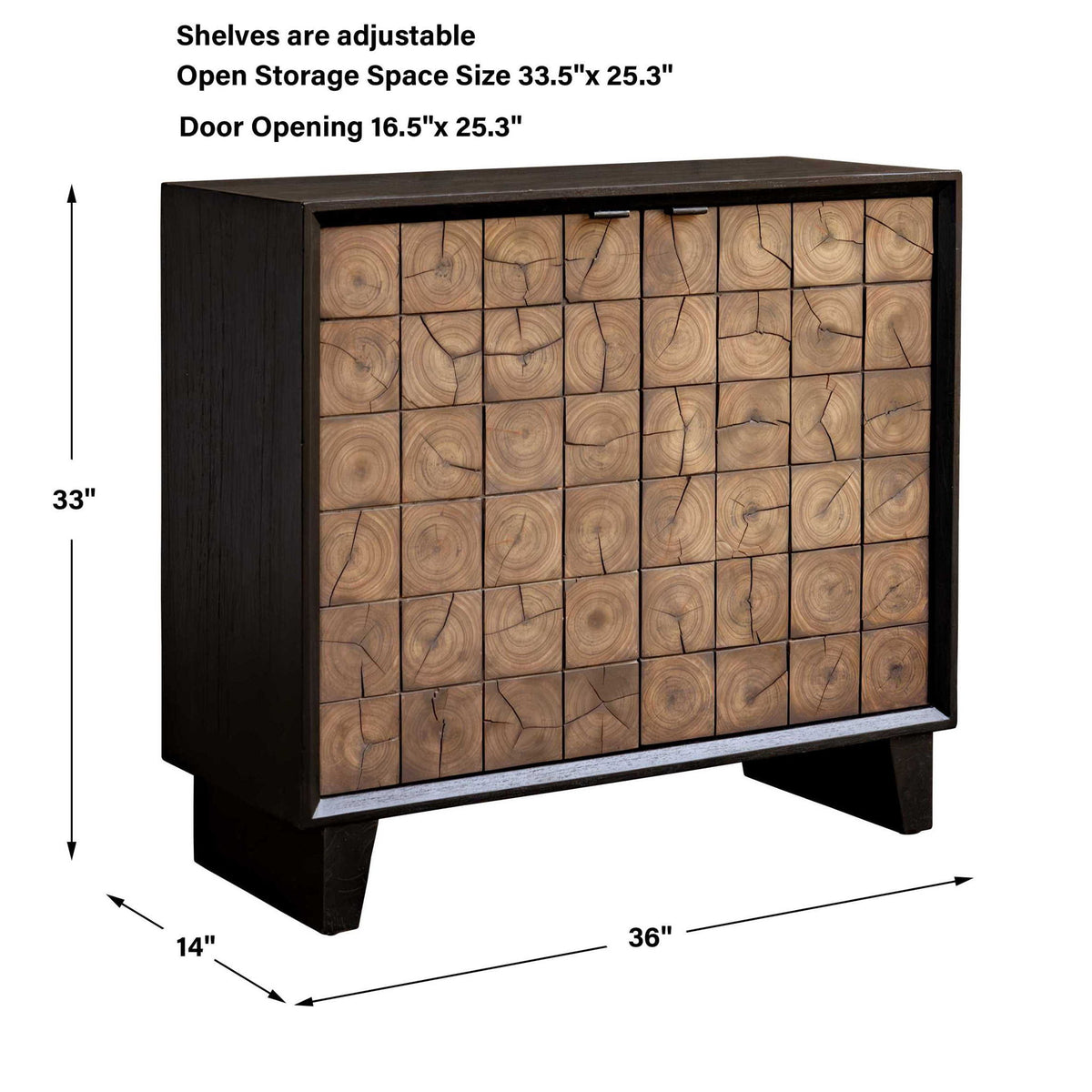 Muestra - Wood Grain 2 Door Cabinet - Black / Woodtone