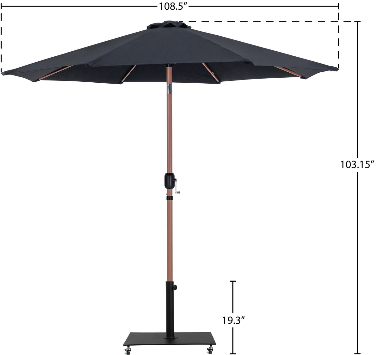 Fiji - Aluminum Patio Umbrella With Square Black And Teak Base