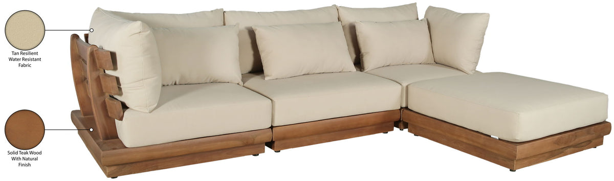 Mirella - 4 Piece Water Resistant Fabric Outdoor Patio Modular Sectional