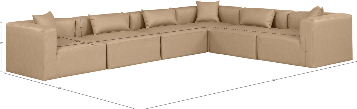 Cube - 6 Piece Modular Corner Sectional - Tan