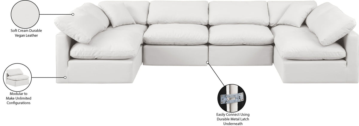 Indulge - Faux Leather 6 Piece Modular U-Shaped Sectional