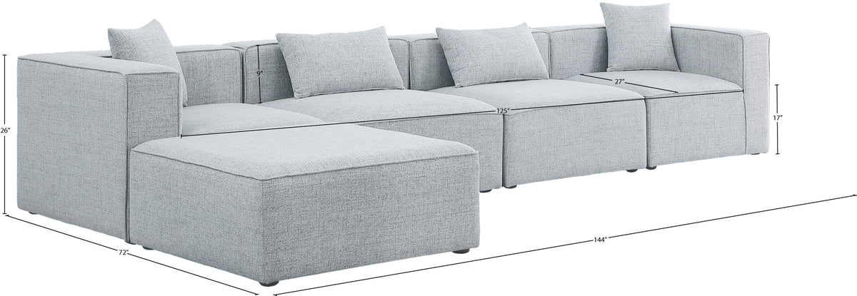 Cube - Linen 5 Piece Modular Sectional With Chaise