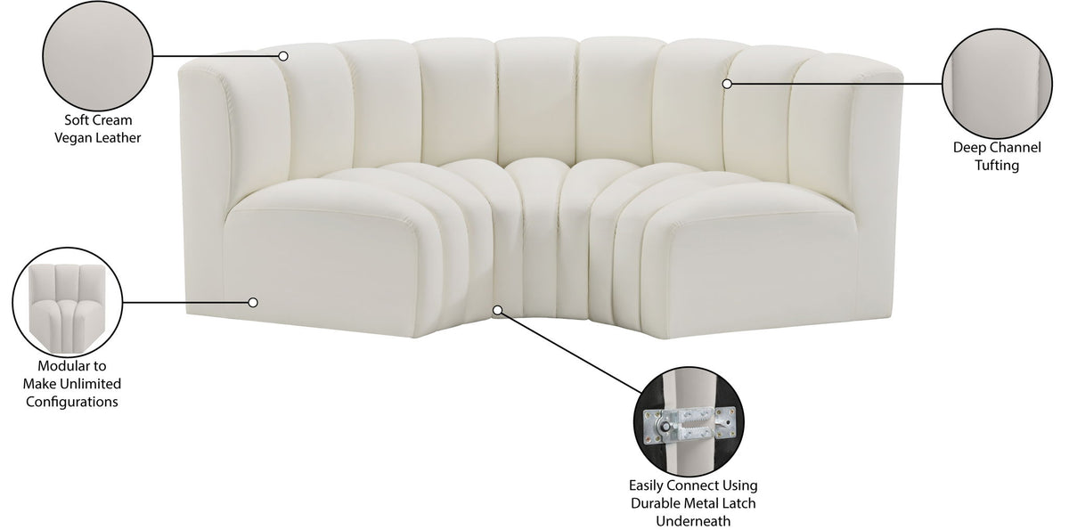 Arc - Faux Leather 3 Piece Modular U-Shaped Sofa