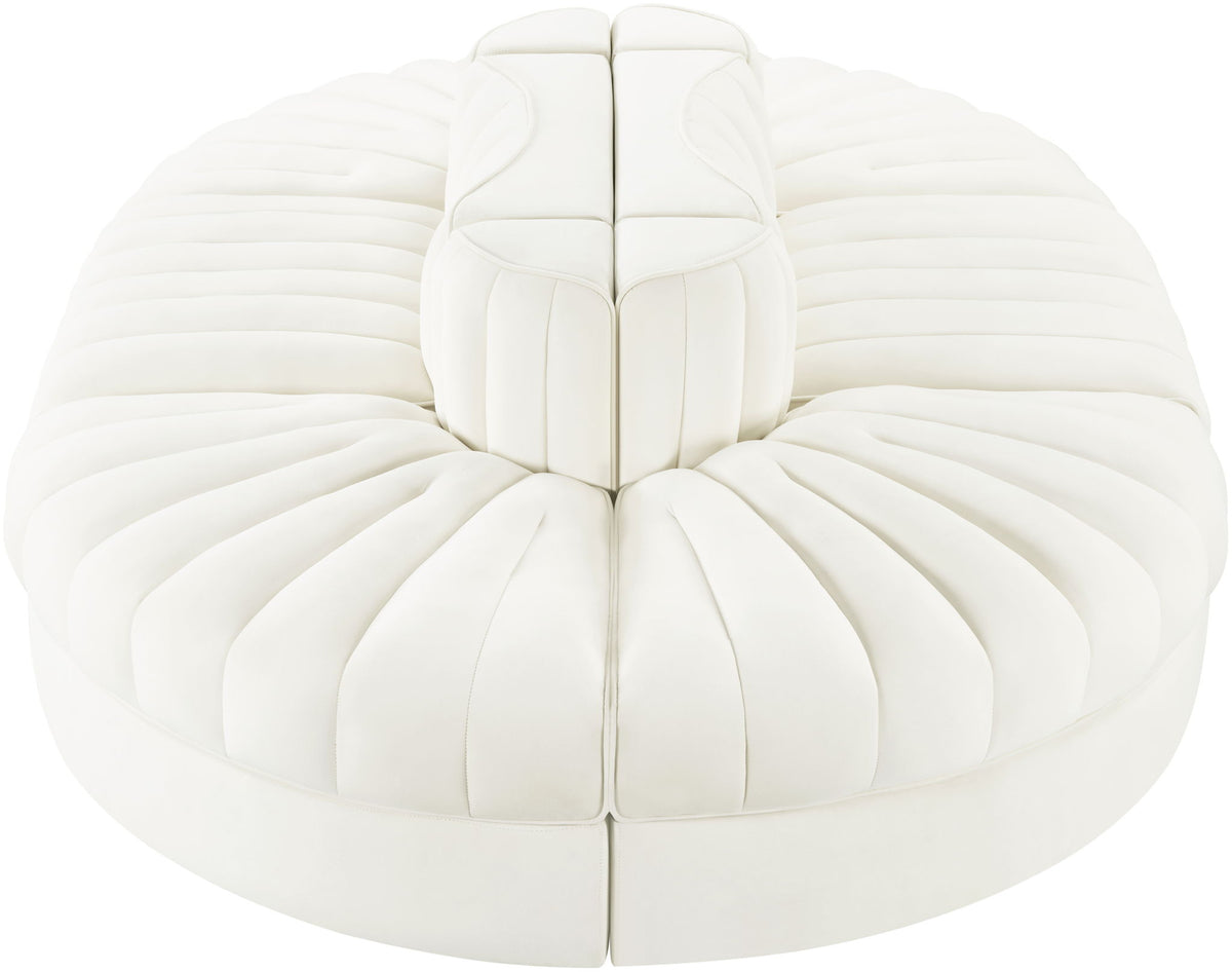 Rummi - Oval Velvet Performance Fabric Upholstered 6 Piece Modular Sectional