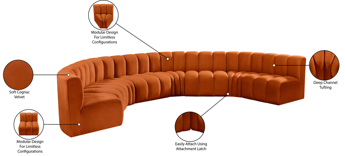 Arc - Velvet 8 Piece U-Shaped Modular Sofa