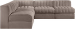 Rummi - Armless Velvet Performance Fabric Upholstered 5 Piece Modular Sectional