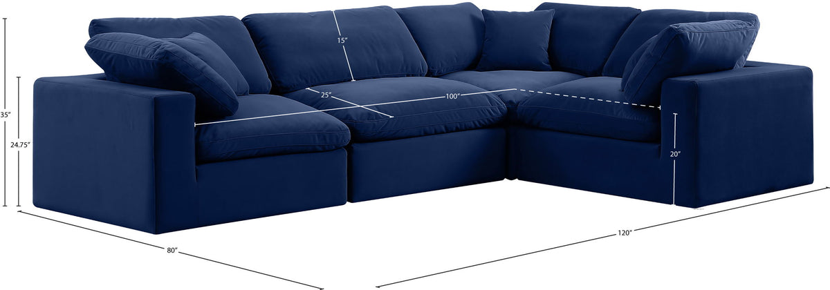 Comfy - 4 Piece Velvet Modular Sectional