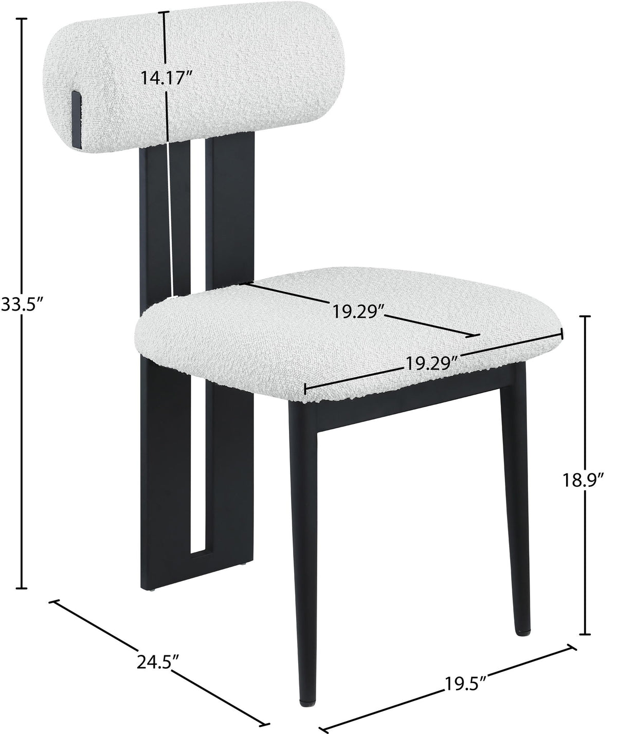 Dario - Boucle Dining Chair With Black Frame (Set of 2)