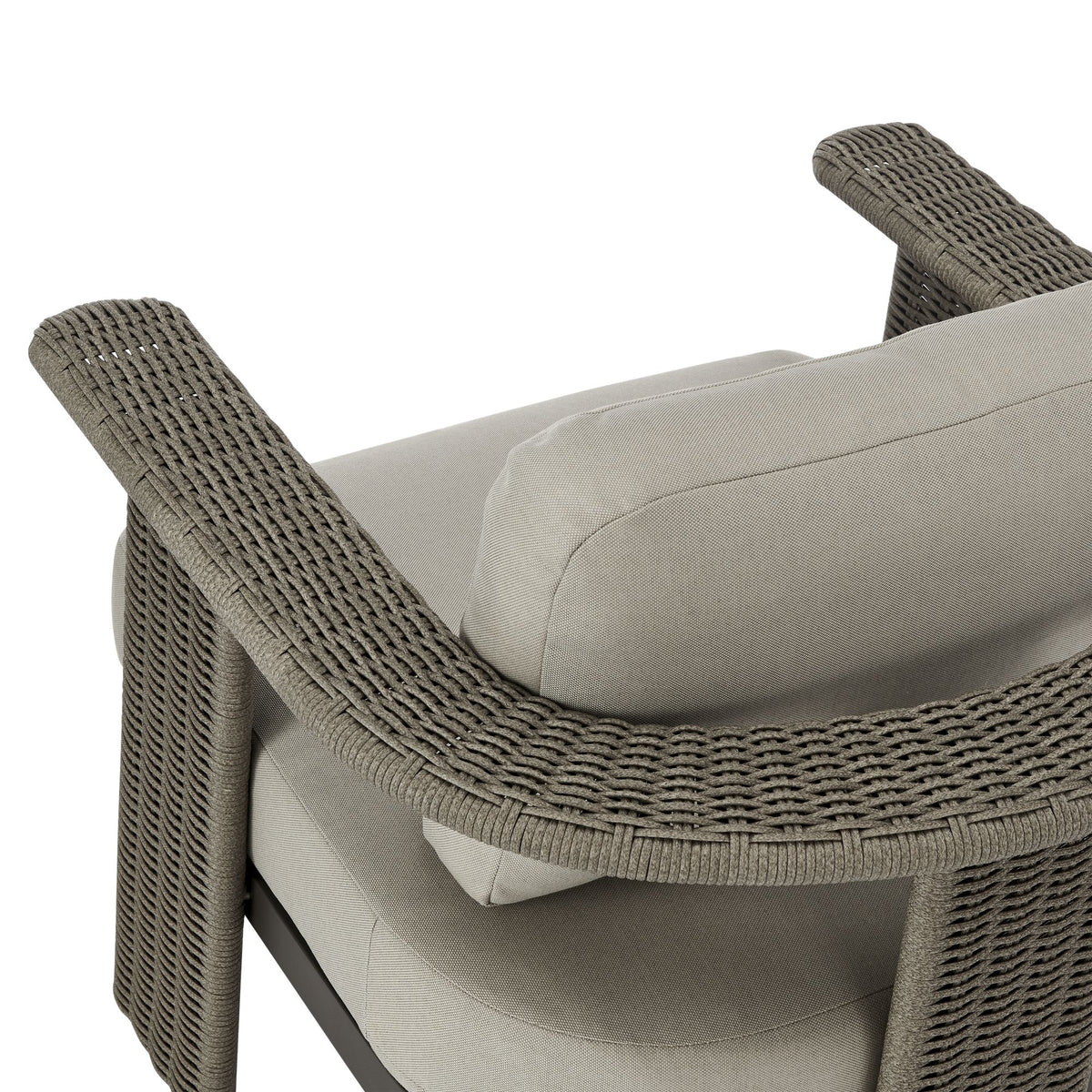 Ciela - Outdoor Club Chair With Rattan Trim Aluminum Frame And Clouded Taupe Cushions - Dark Bronze / Gray