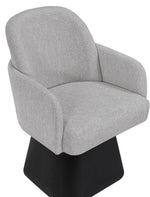 Marlowe - Linen Textured Fabric Upholstered Swivel Dining Arm Chair - Stained Black
