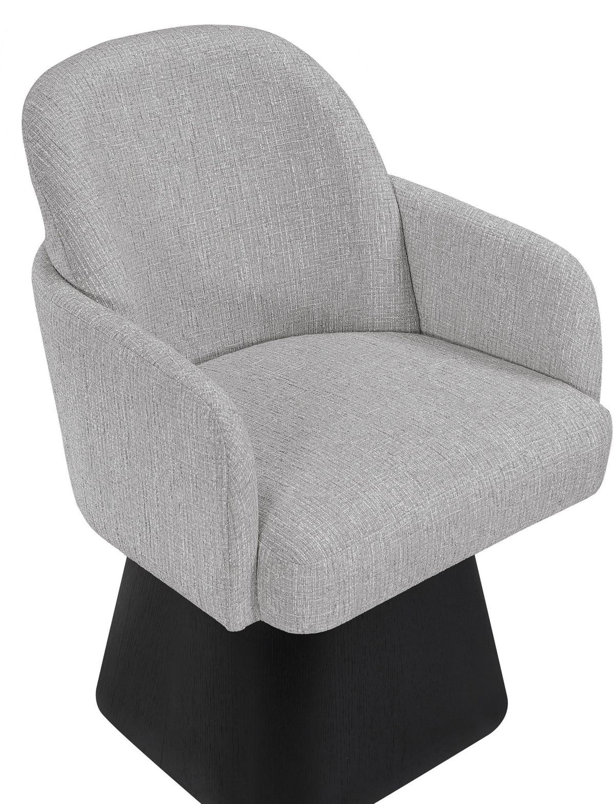 Marlowe - Linen Textured Fabric Upholstered Swivel Dining Arm Chair - Stained Black