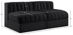 Rummi - Velvet Performance Fabric Upholstered 2 Piece Modular Armless Loveseat