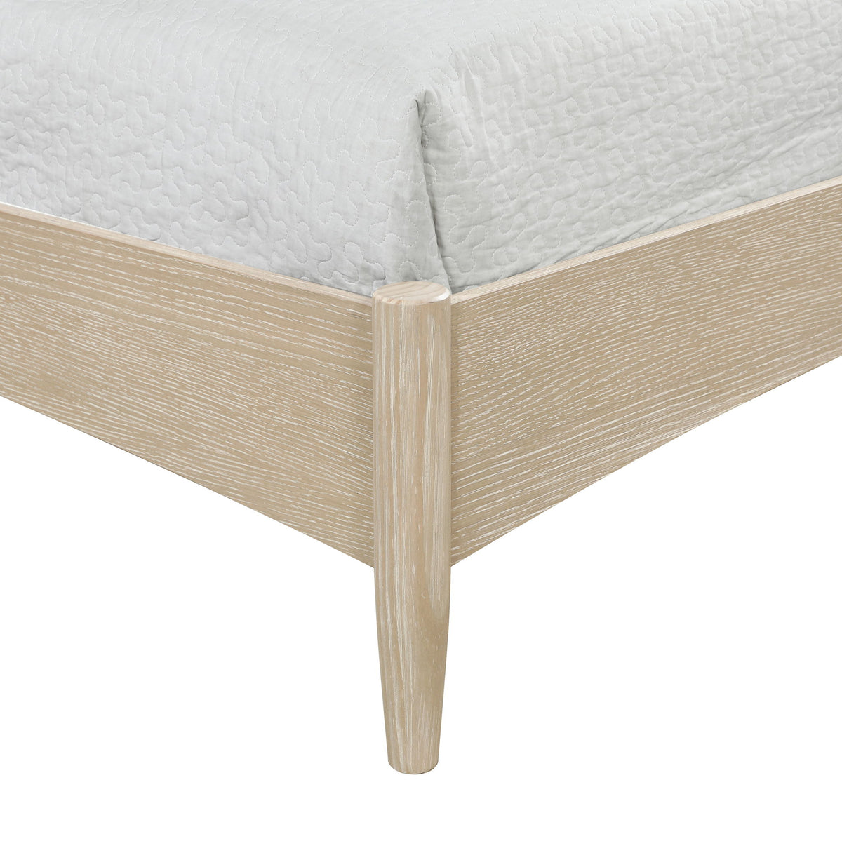 Santos - Vegan Leather Headboard And Wood Bed - Waxed Natural Frame