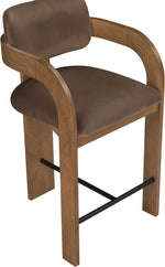 Cedra - Velvet Performance Fabric Upholstered Counter Stool - Brown Frame