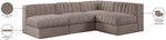 Rummi - Armless Velvet Performance Fabric Upholstered 4 Piece Modular Sectional