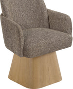 Marlowe - Linen Textured Fabric Upholstered Swivel Dining Arm Chair - Stained Natural