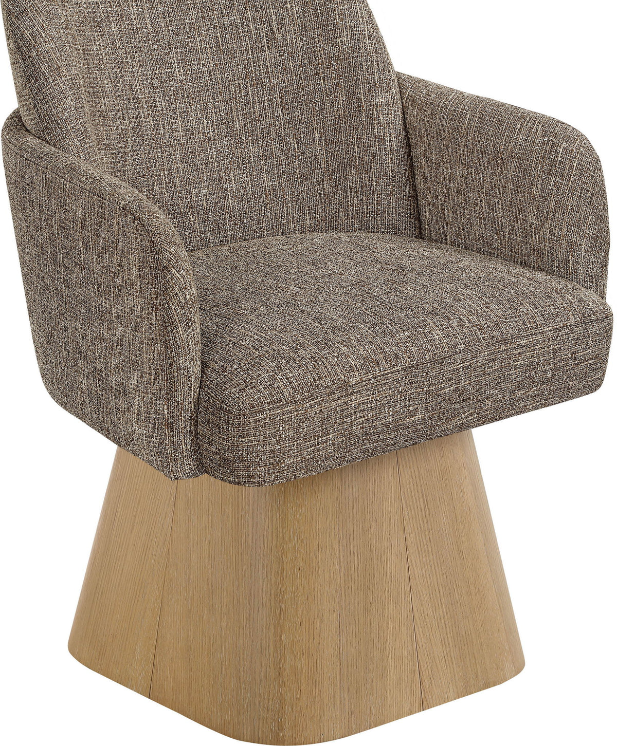 Marlowe - Linen Textured Fabric Upholstered Swivel Dining Arm Chair - Stained Natural