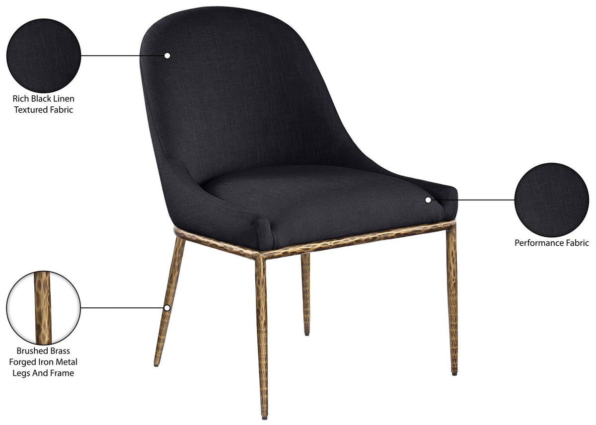 Ferro - Upholstered Dining Side Chair With Brushed Gold Legs