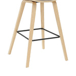 Fox - Bar Height Curved Back Wood Bar Stool With Faux Leather Seat