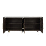 Clayten - Server - White Natural Marble Top & Espresso