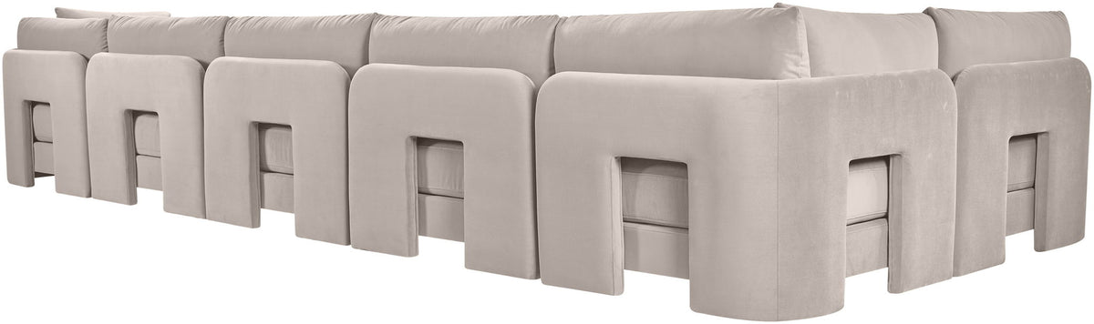 Hammond - Velvet Performance Fabric Upholstered 6 Piece L-Shaped Armless Sectional