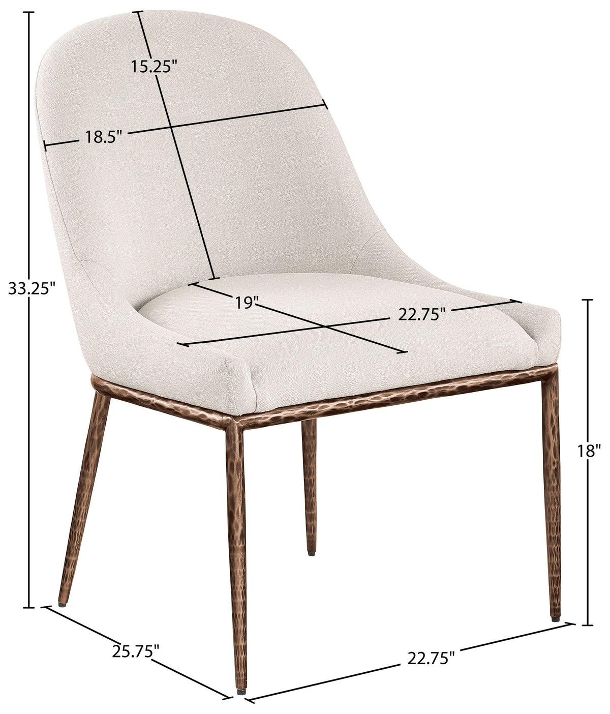 Ferro - Upholstered Dining Side Chair With Brushed Bronze Legs