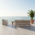 Breeze - Metal Outdoor Sofa With Cushions - Pearl / Cream