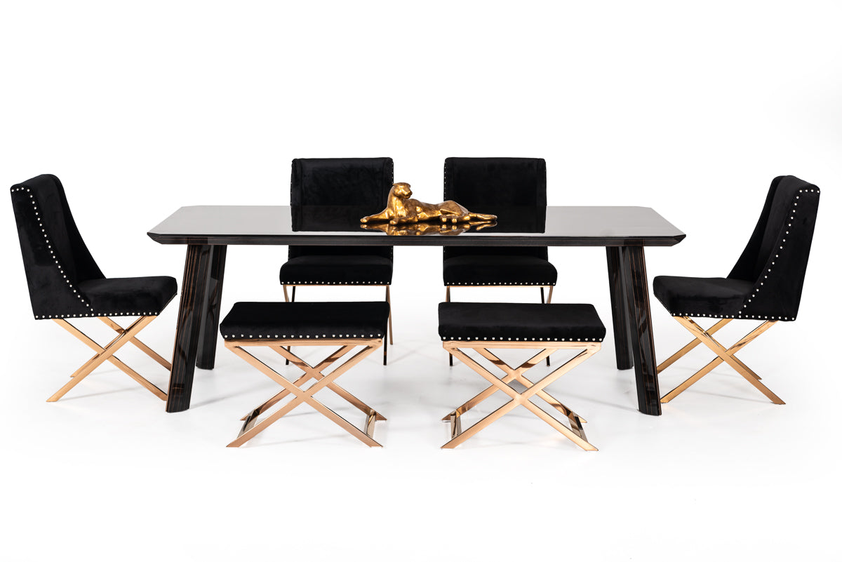 Chadwick Modern Ebony & Rosegold Dining Table by VIG Furniture - View 7