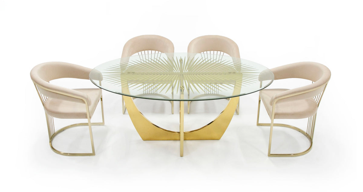 Chambers - Glass & Gold Dining Table by VIG Furniture - View 4