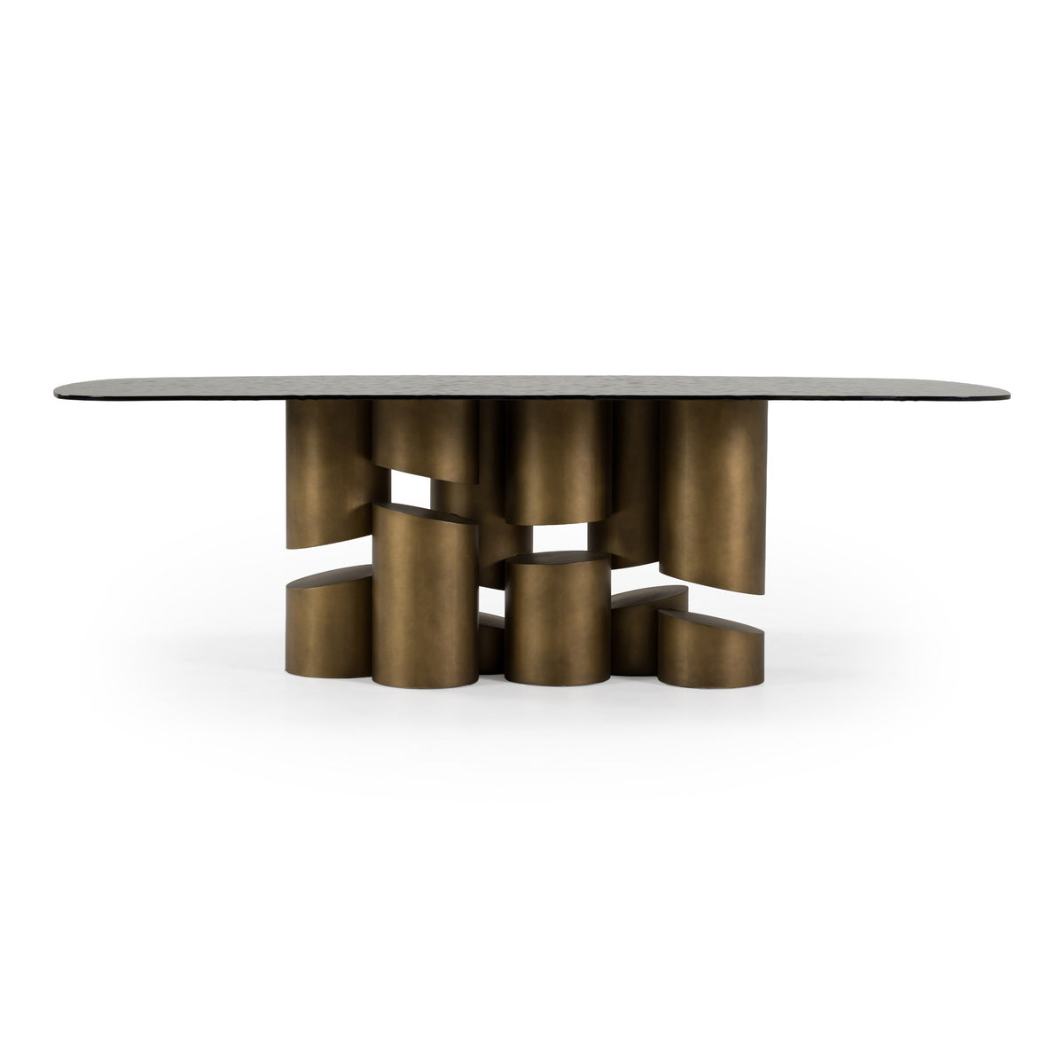 Chancery - Modern Dark Grey Glass + Antique Brass Dining Table by VIG Furniture - View 1