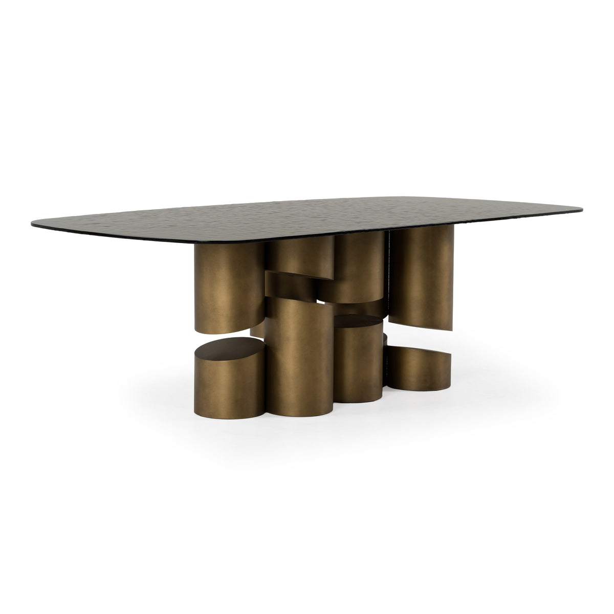Chancery - Modern Dark Grey Glass + Antique Brass Dining Table by VIG Furniture - View 3