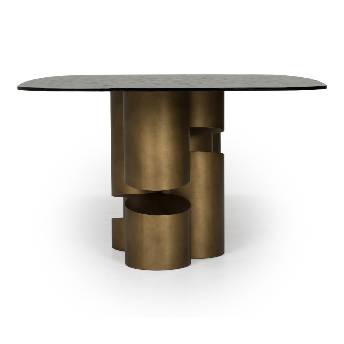 Chancery - Modern Dark Grey Glass + Antique Brass Dining Table by VIG Furniture - View 4