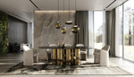 Chancery - Modern Dark Grey Glass + Antique Brass Dining Table by VIG Furniture - View 2