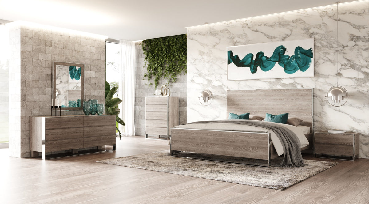Charlene Modern Grey Elm & Stainless Steel Bedroom Set by VIG Furniture - View 10