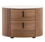Chelton - Contemporary White Ceramic & Walnut Oval Nightstand by VIG Furniture - View 1