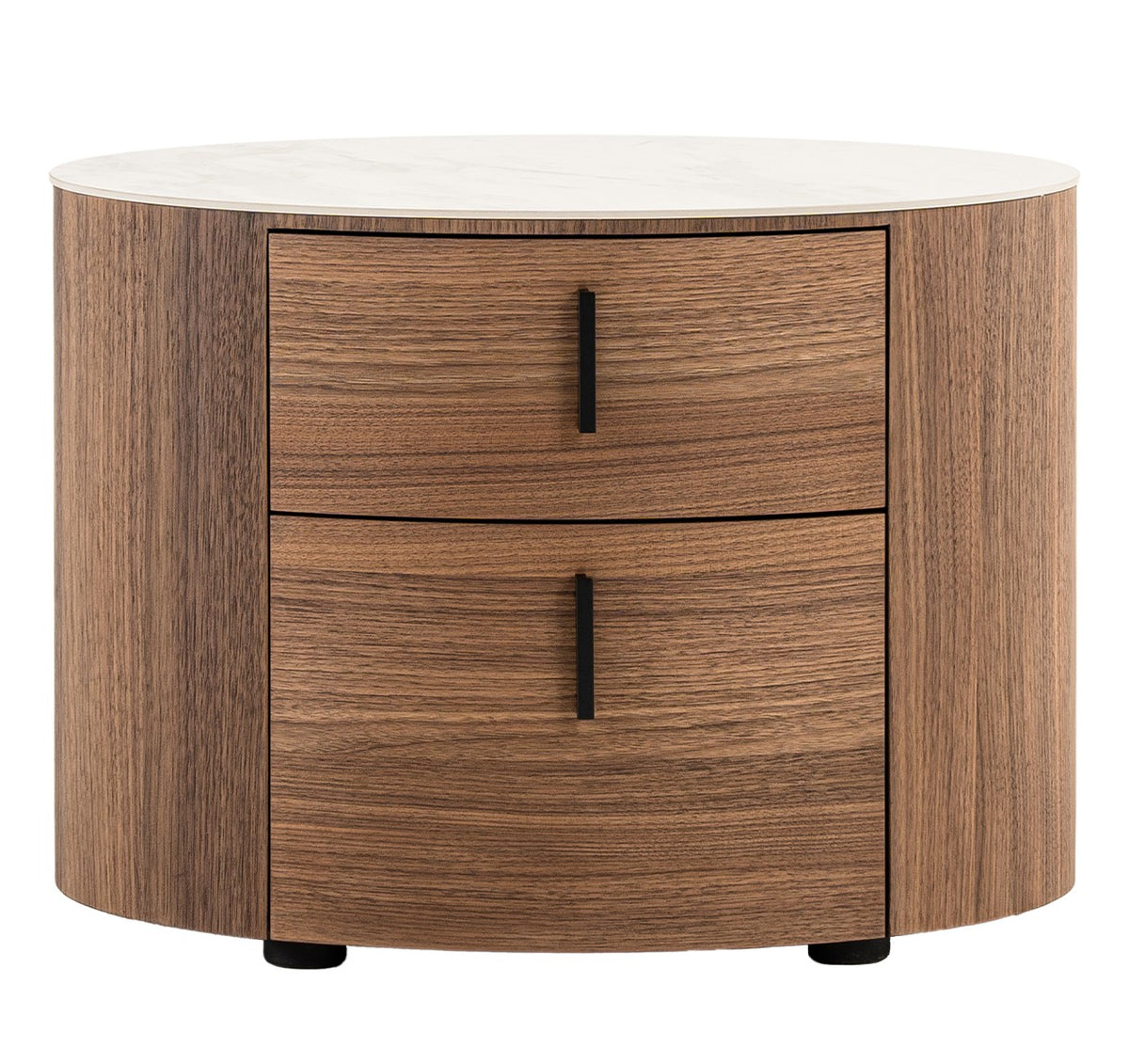 Chelton - Contemporary White Ceramic & Walnut Oval Nightstand by VIG Furniture - View 1