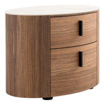 Chelton - Contemporary White Ceramic & Walnut Oval Nightstand by VIG Furniture - View 5
