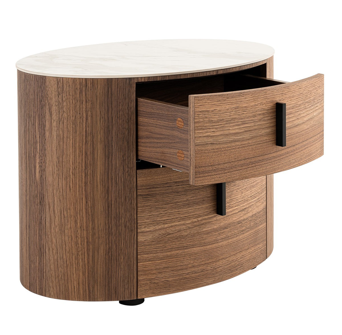 Chelton - Contemporary White Ceramic & Walnut Oval Nightstand by VIG Furniture - View 8