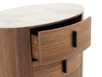 Chelton - Contemporary White Ceramic & Walnut Oval Nightstand by VIG Furniture - View 2