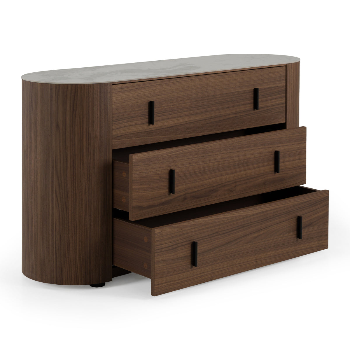 Chelton - Contemporary White Ceramic & Walnut 3-Drawer Dresser by VIG Furniture - View 3