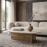 Chisholm - Modern Travertine Marble + Wood Freeform Coffee Table by VIG Furniture - View 4