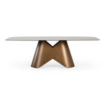 Chiswell - Contemporary White Ceramic + Brushed Brass Dining Table by VIG Furniture - View 5