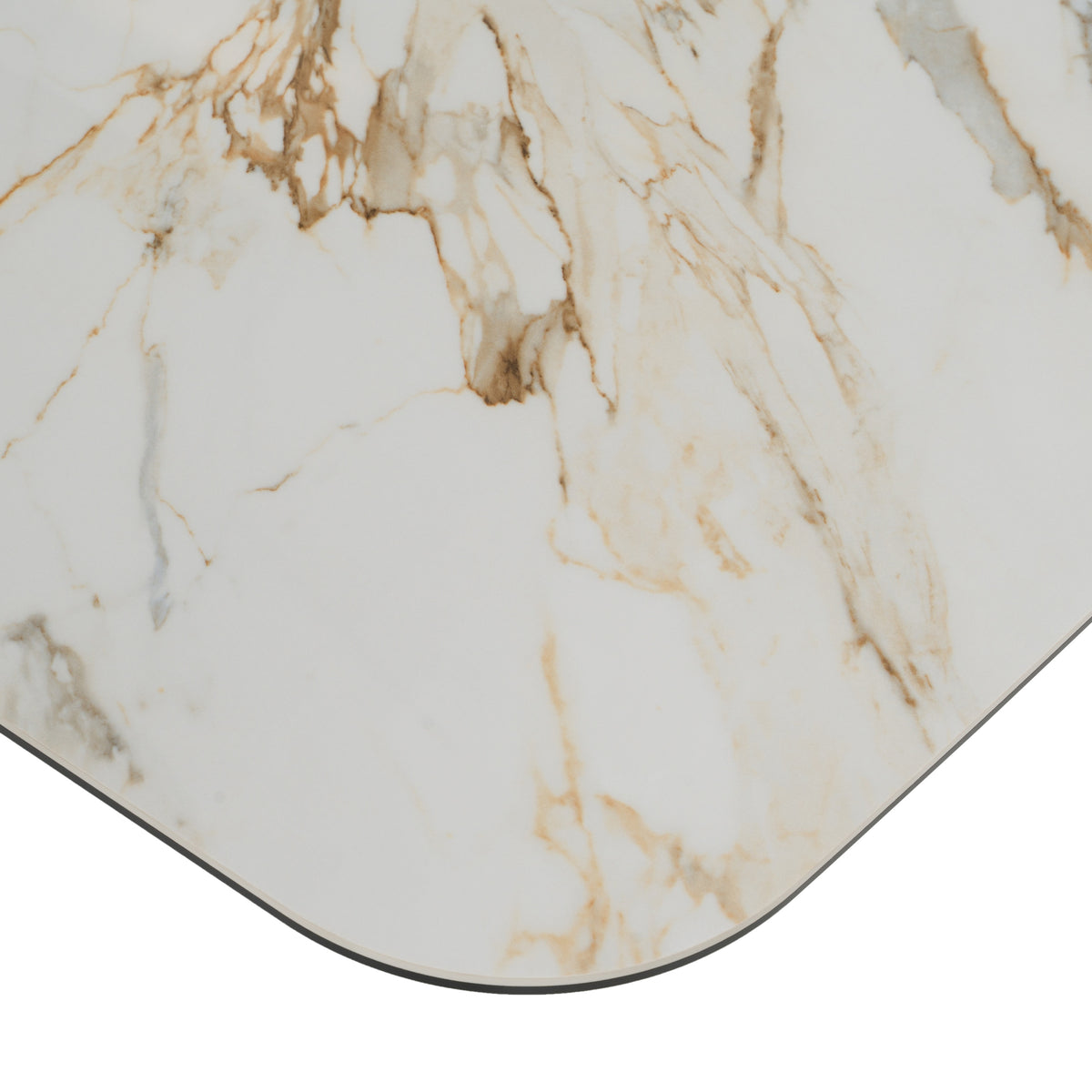 Chiswell - Contemporary White Ceramic + Brushed Brass Dining Table by VIG Furniture - View 6
