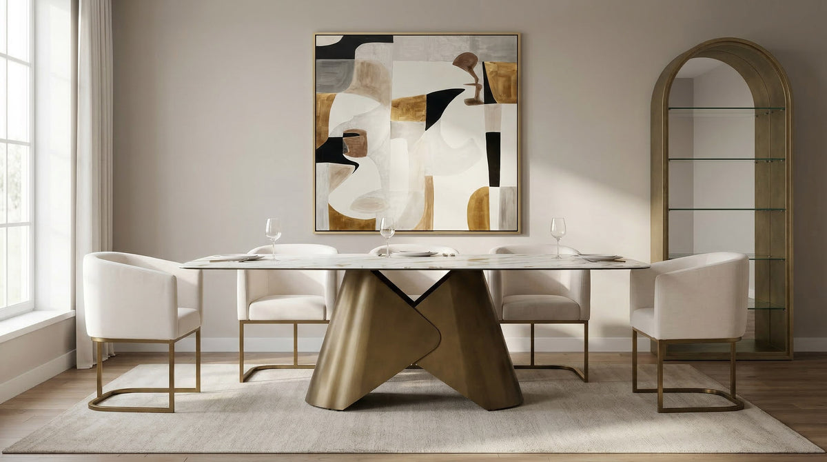Chiswell - Contemporary White Ceramic + Brushed Brass Dining Table by VIG Furniture - View 7